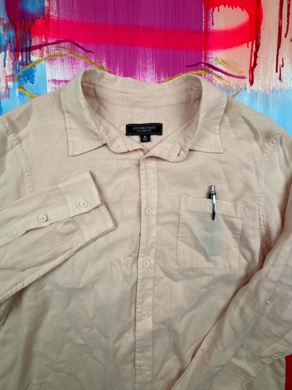 Liverpool Los Angeles Faded Rose Button Down Cotton Shirt